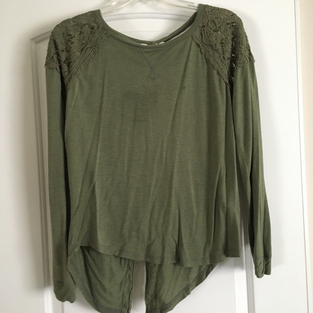 Olive green shirt with lace